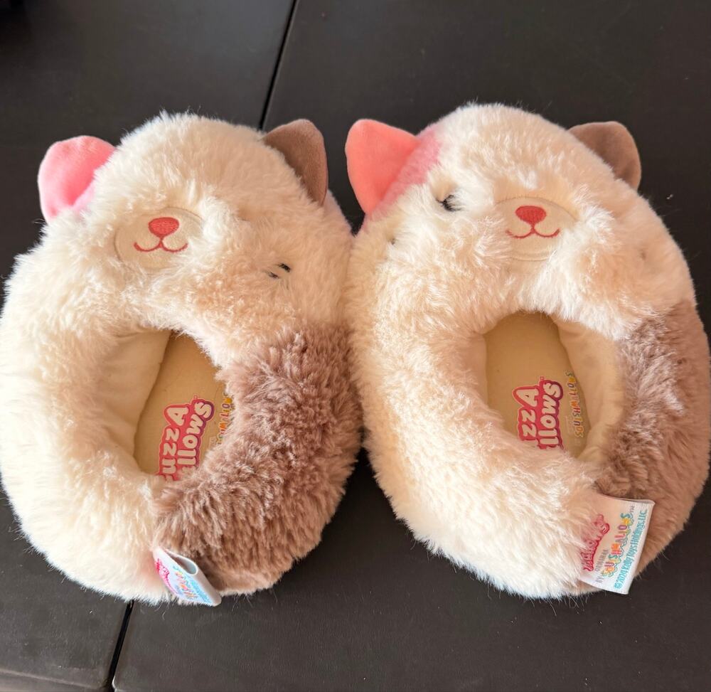 Squishmallows FuzzAMallows Cat Slippers – Size 2-3 (Super Soft!)
